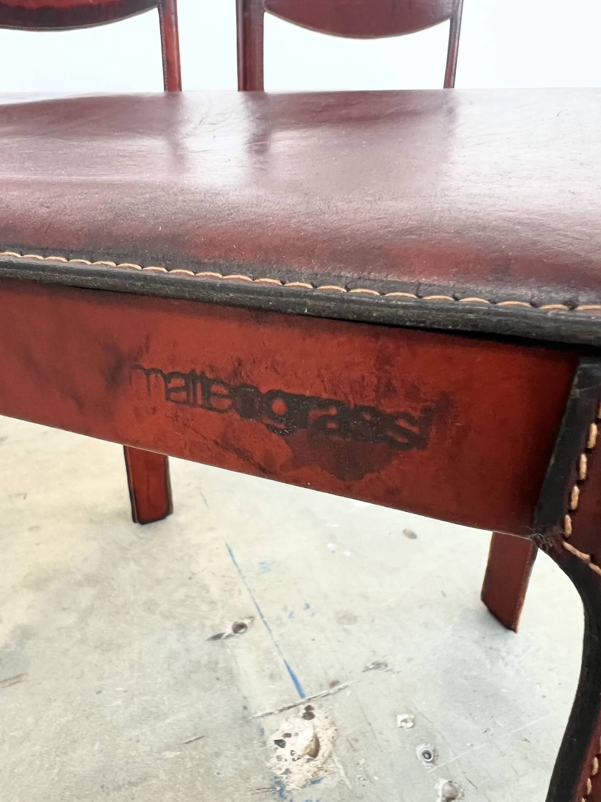 Lot de 4 chaises Matteo Grassi cuir rouge