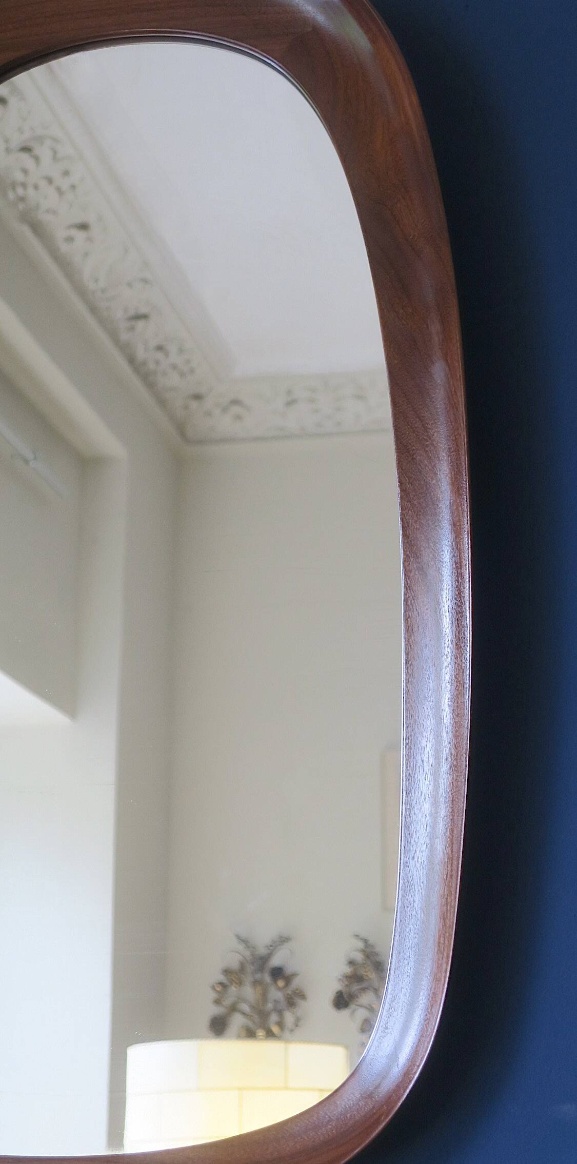 AB Glas and Trae Hovmantorp large sculptural mahogany wall mirror, 1960s