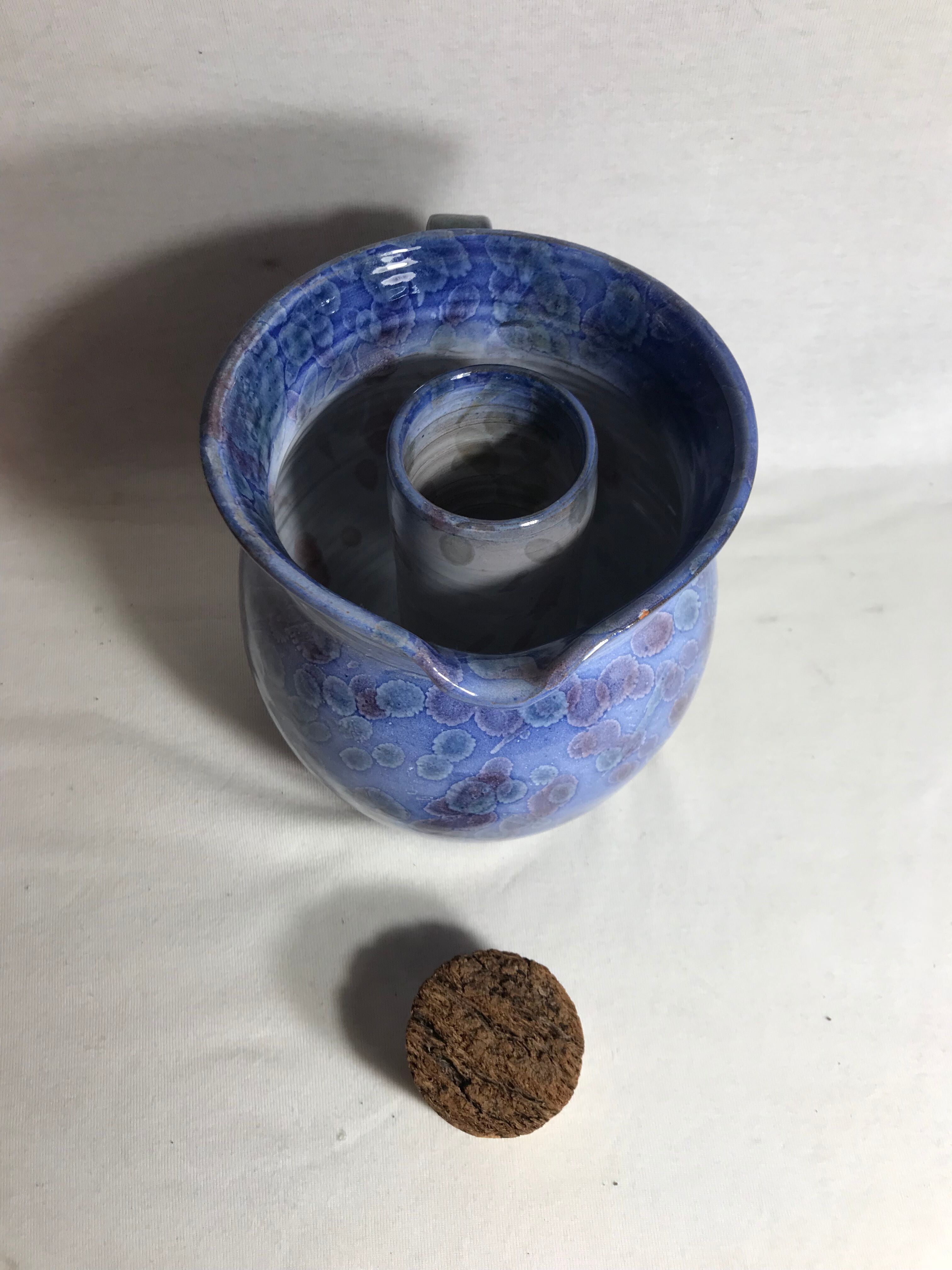 Blue ceramic decanter