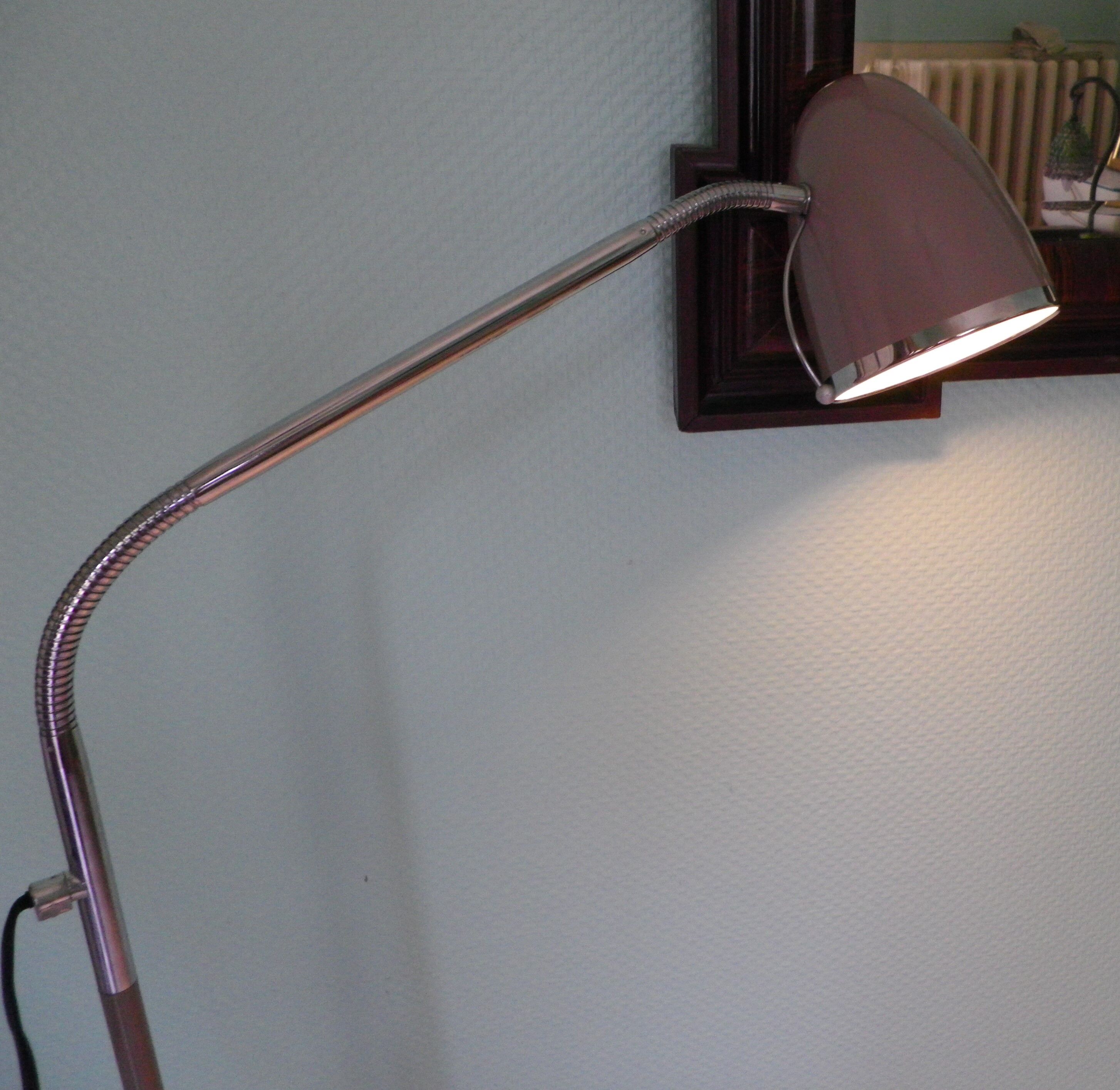 FLOOR lamp design COREP, lacquered steel taupe color, reclining
