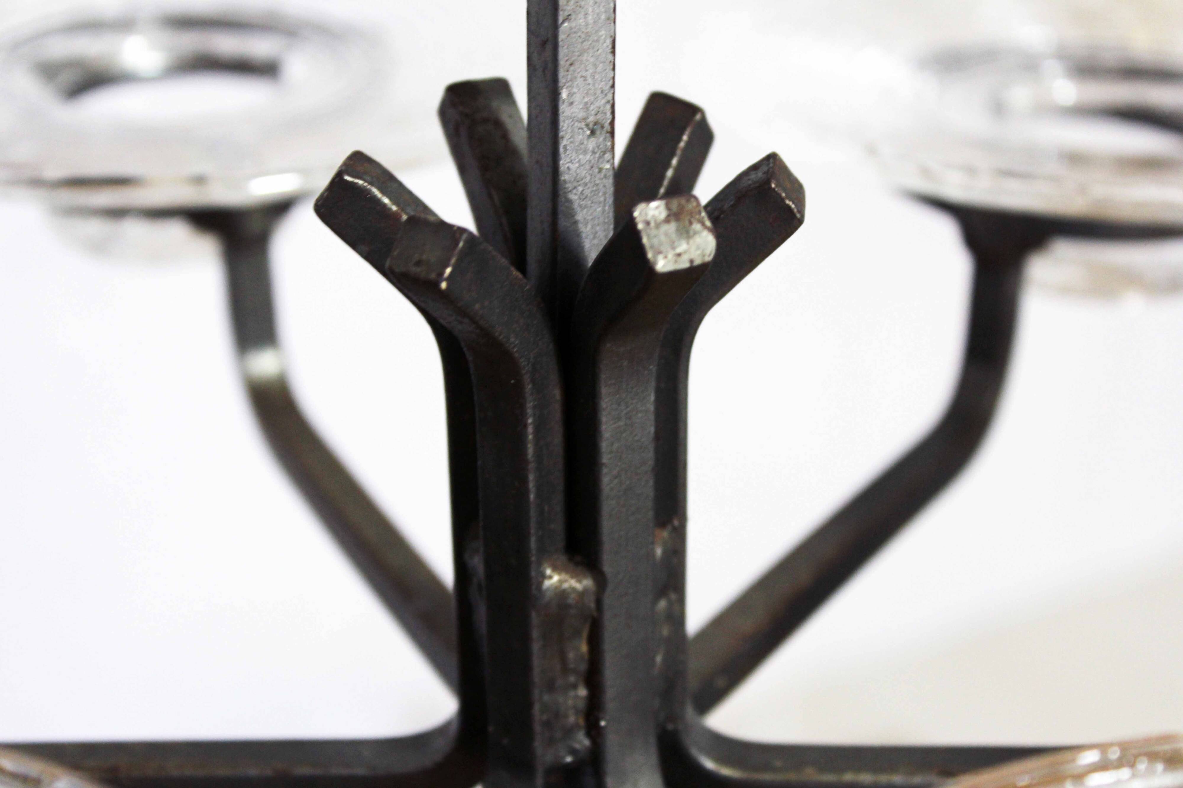 Art deco iron and glass candlestick by erik höglund