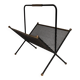 Black lacquered metal design magazine rack, perforated sheet and brass