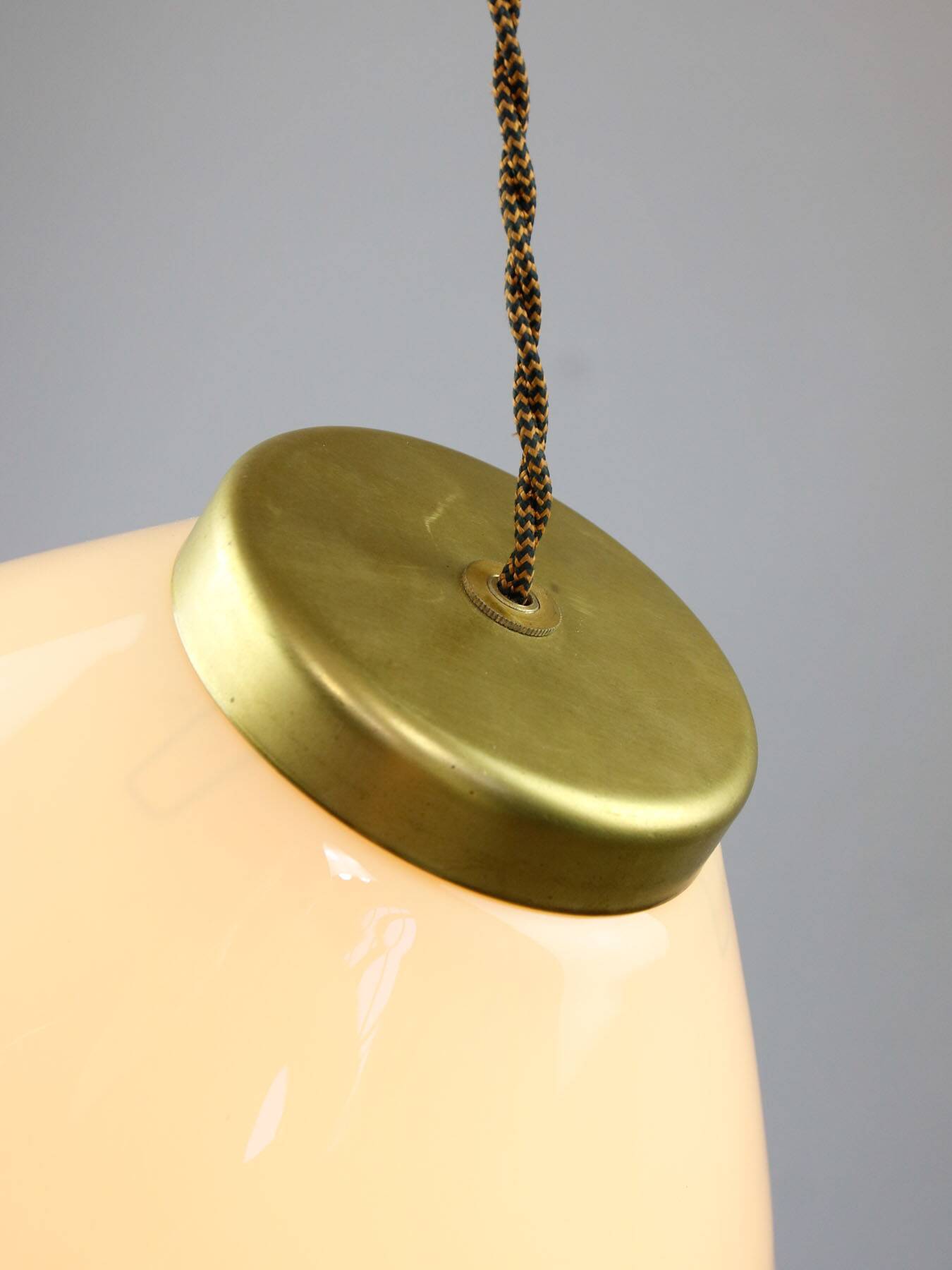 Mid-Century Modern Italian Yellow Glass and Brass Pendant Lamp, 1960s