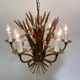Wheat sheaf leaf gold gilt chandelier, 1960’s