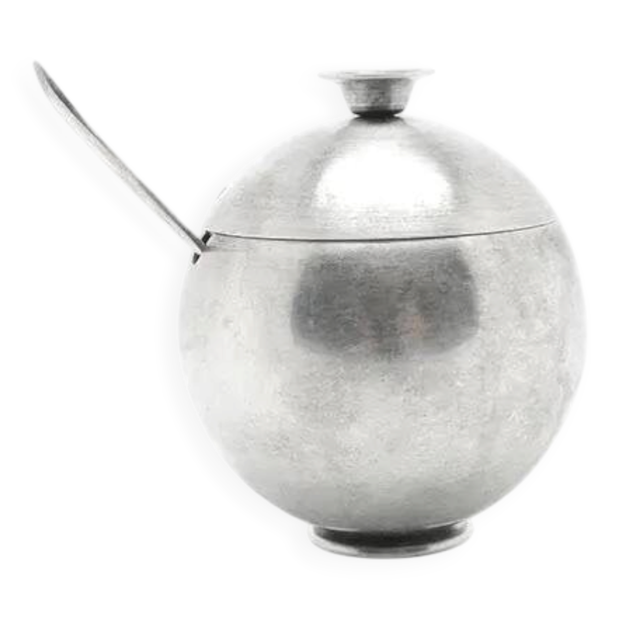 Mid-century modern sugar bowl, silver-plated brass, Poland, 1960s