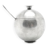 Mid-century modern sugar bowl, silver-plated brass, Poland, 1960s