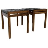 Pair of stools, leather and wood, 1960'
