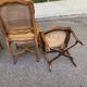 2 Louis XV style chairs in solid oak with rush seating from La Meublerie Meulin.
