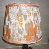 Brutalist lamp in vine stock and vintage rope or fabric lampshade