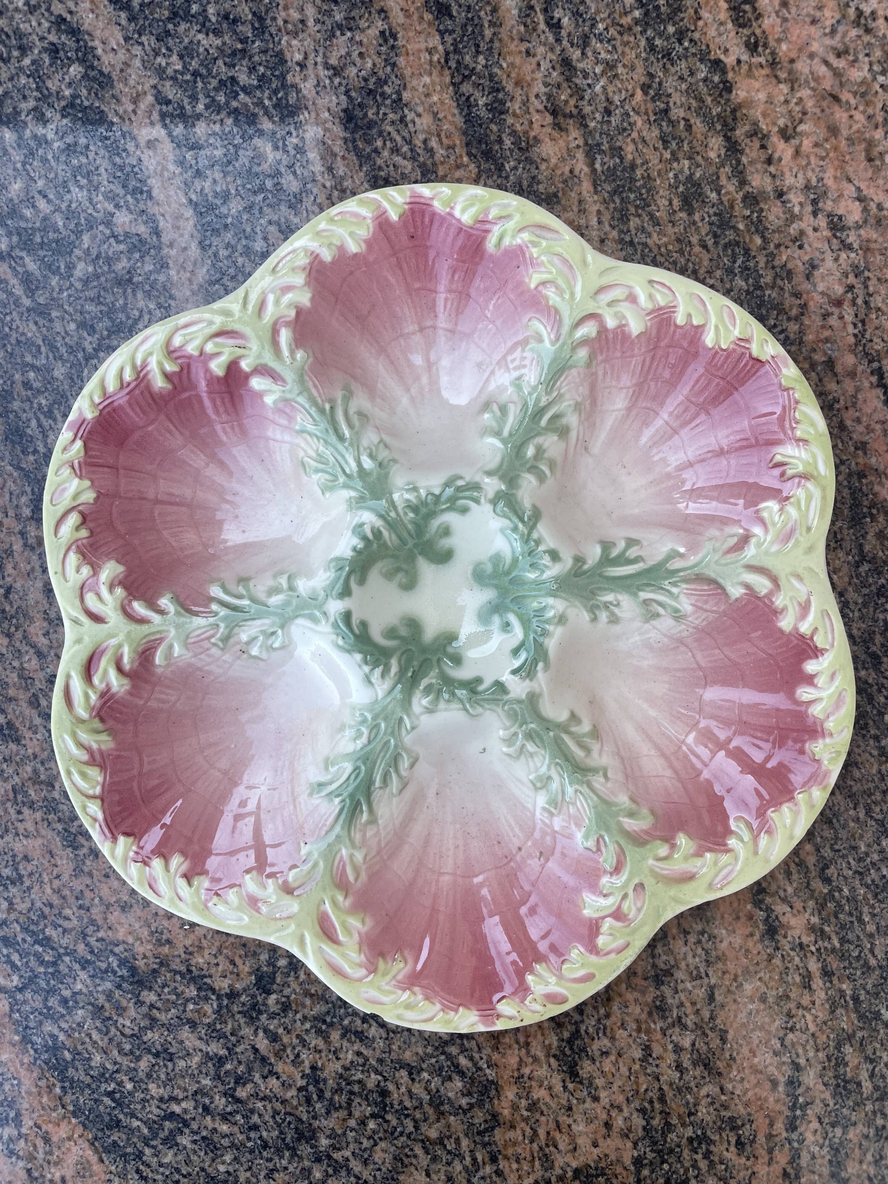 1 Kleber and Guerin oyster barbotine plate from St Clément