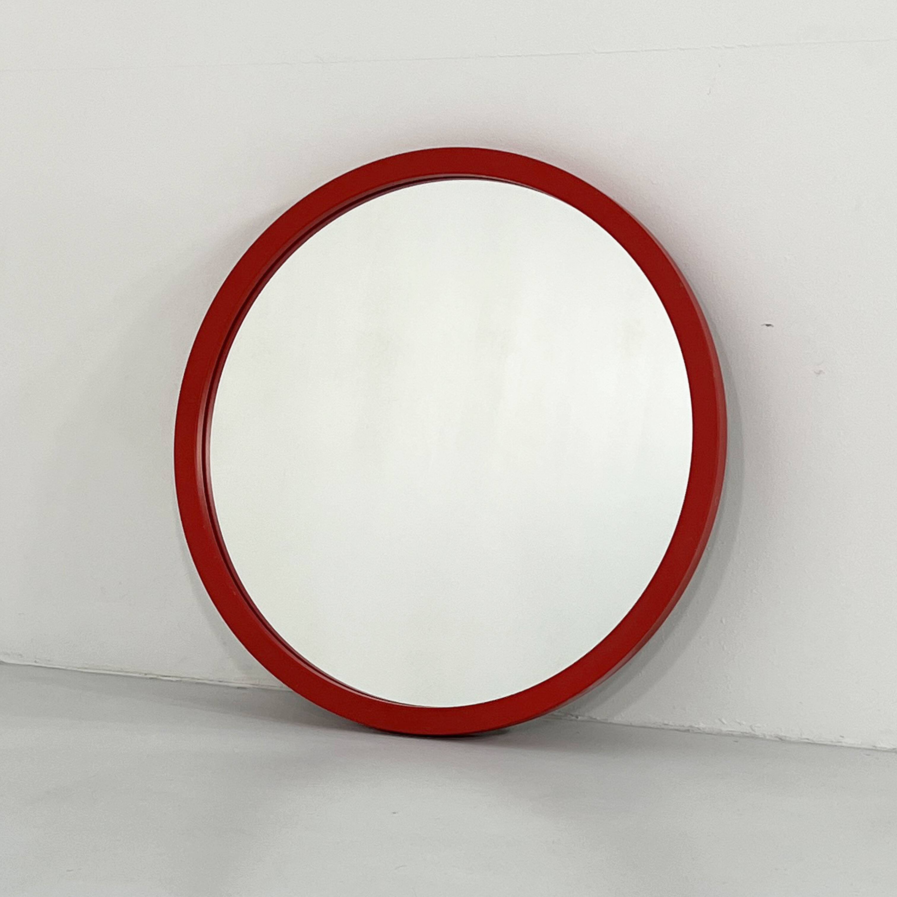Kartell red round mirror 1980s