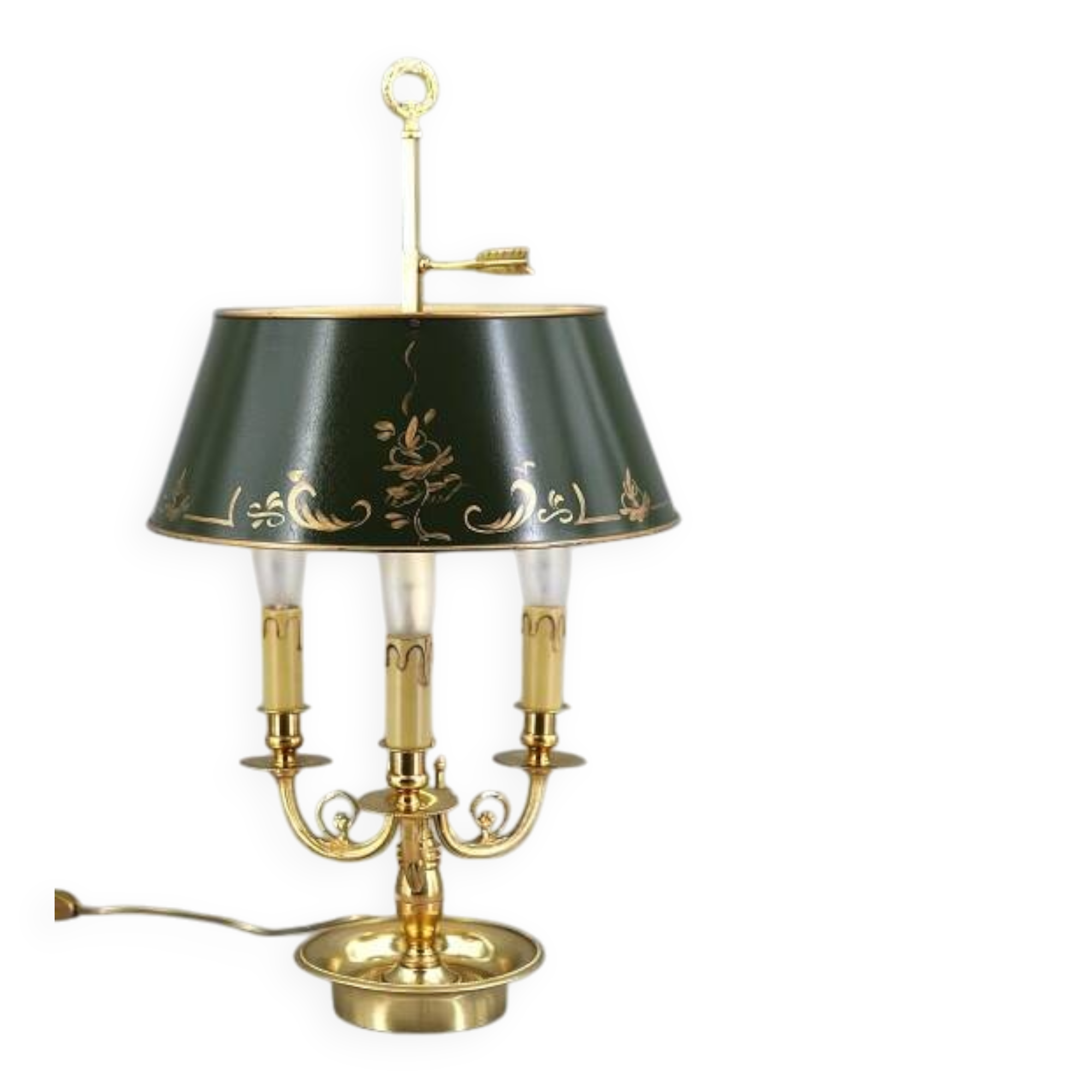 Lampe Bouillotte en Bronze Doré de Style Louis XVI Trois Lumières