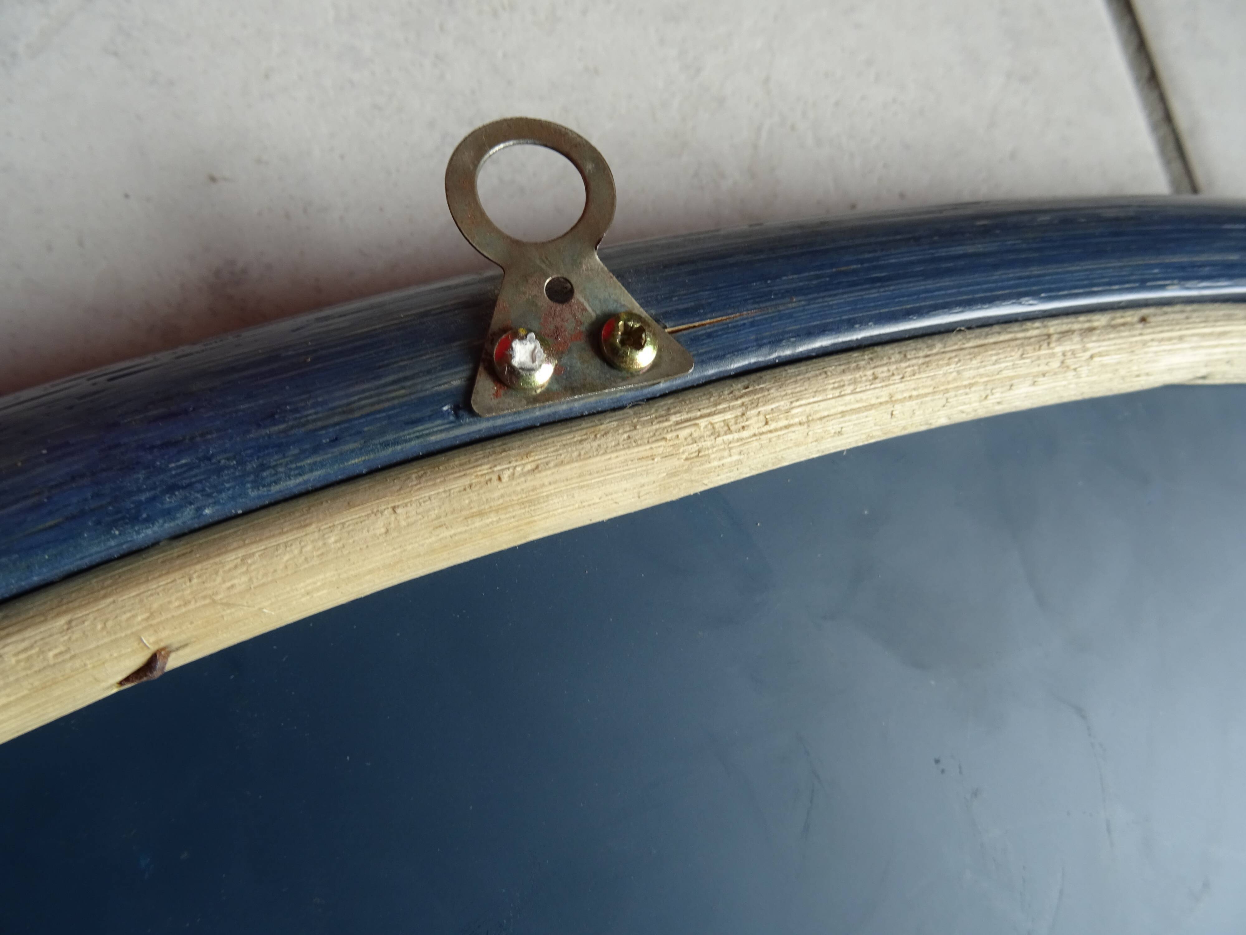 Bamboo mirror half circle 70/80s - 97x76cm