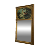 Vintage gold wall mirror with reproduction "The Four Seasons - L'A"