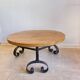 Round coffee table in wood and wrought iron – Rustic 1970s style