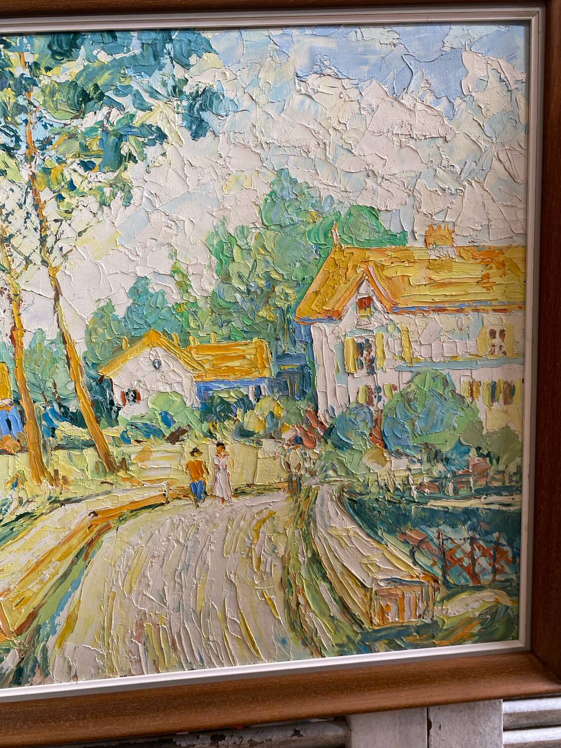 Old oil on panel andré poirson 1954 + vintage wood frame