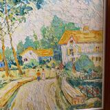 Old oil on panel andré poirson 1954 + vintage wood frame