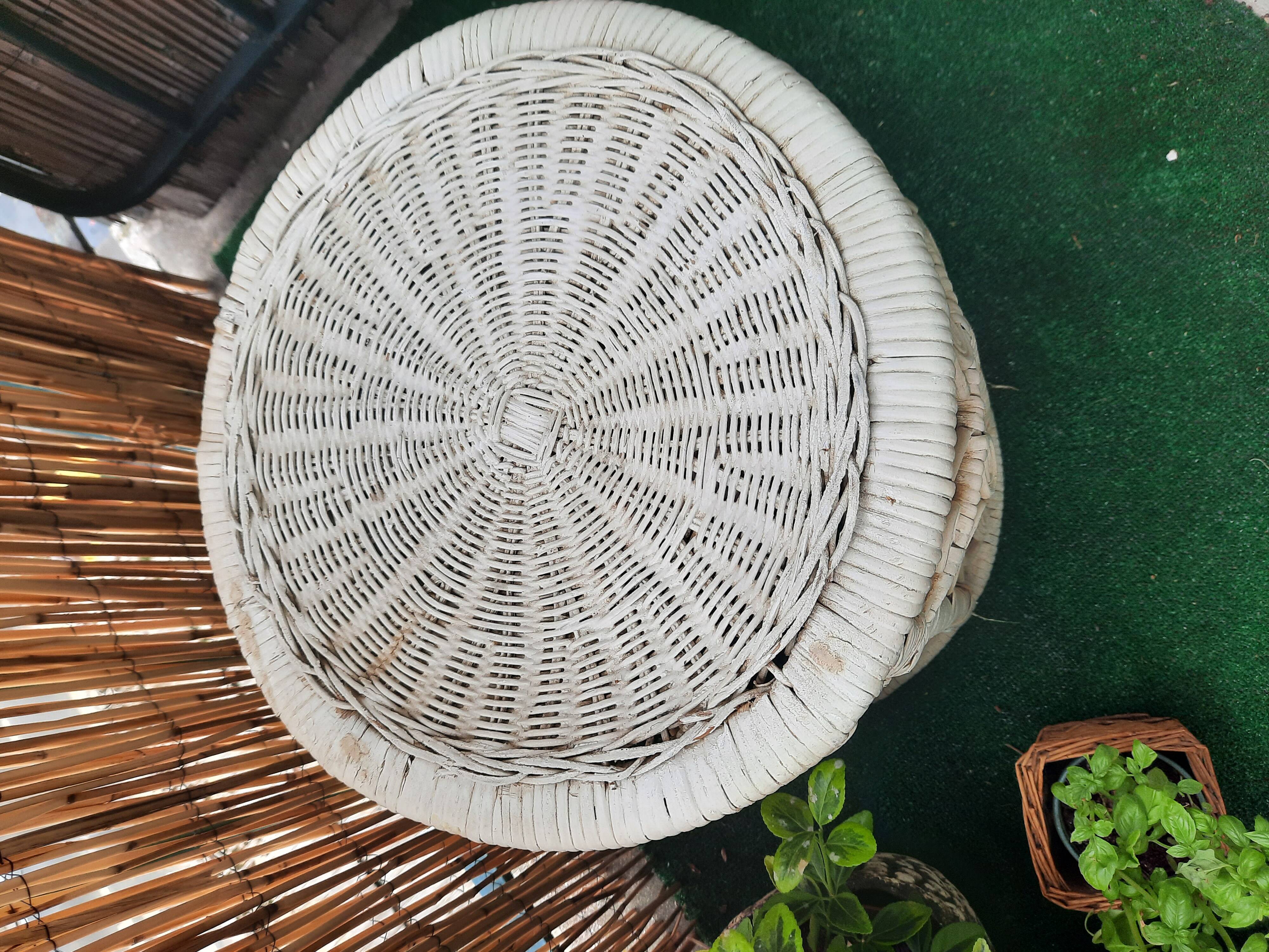 White rattan table