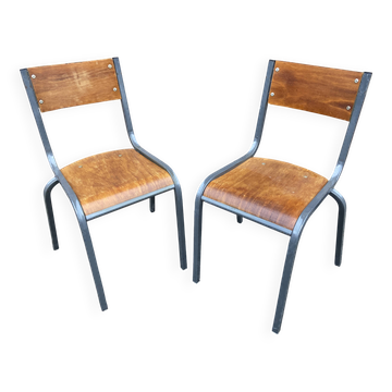 Pair of Mullca Delagrave School chairs 1960s