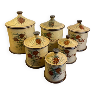 Series of vintage spice jars from Vallauris