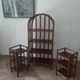 Vintage library 4 levels - wood, bamboo and rattan - retro 80s