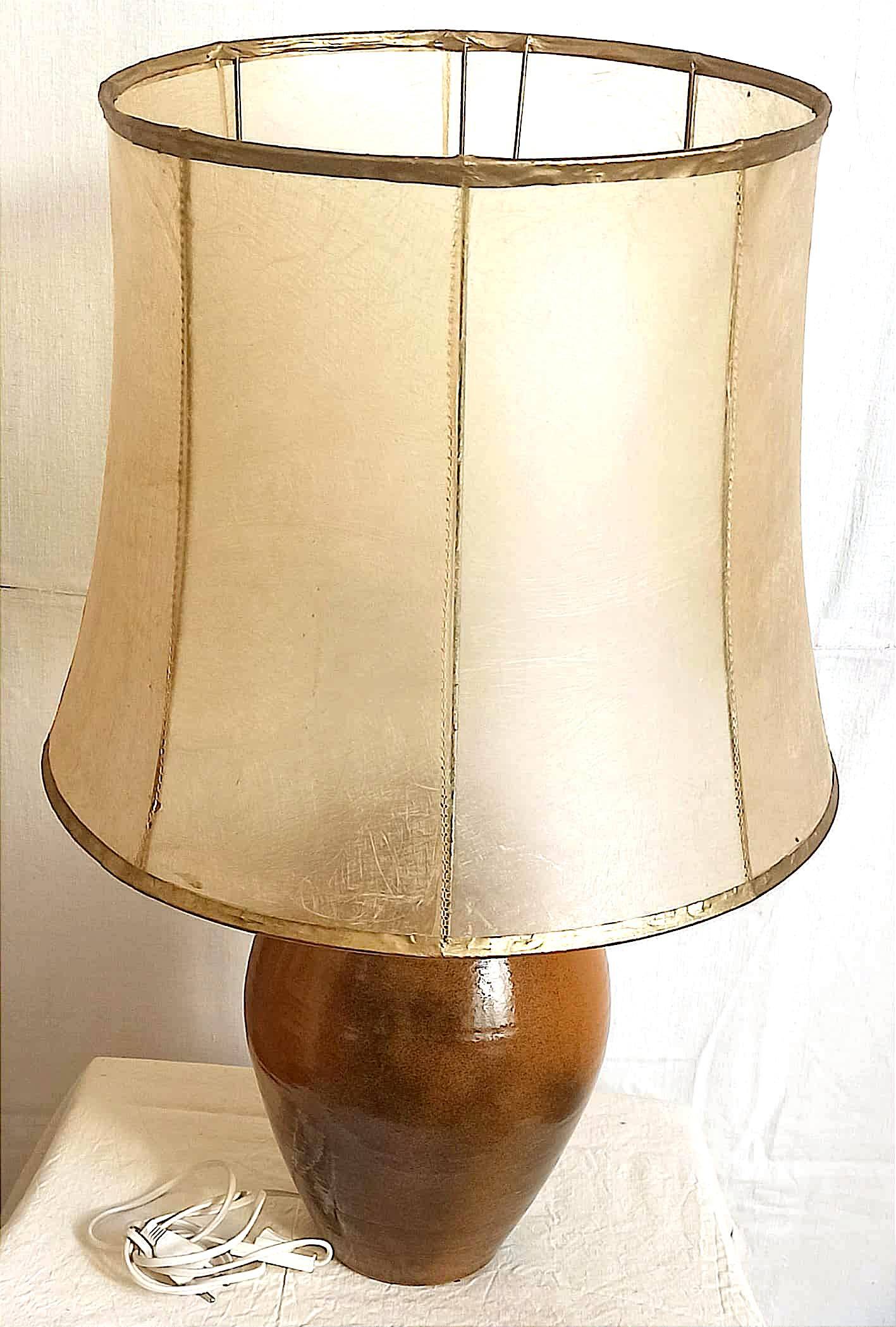 1970s Terracotta Ceramic Lamp, Height 69 cm