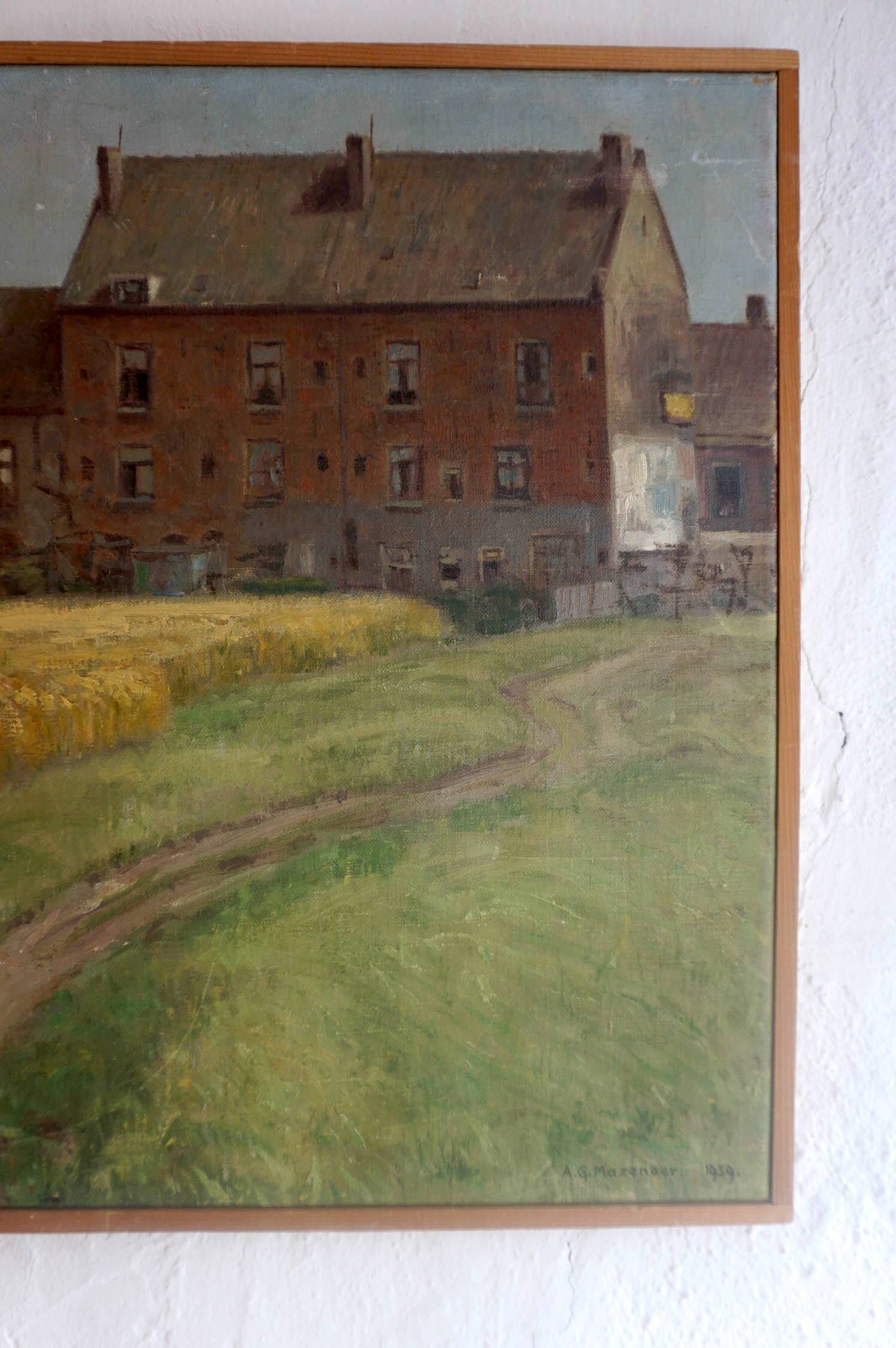 Impressionist painting of belgian farmhouse scene