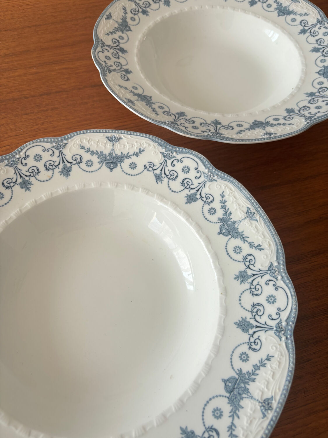 Set of 2 Royal Doulton Joséphine model deep plates – blue decoration