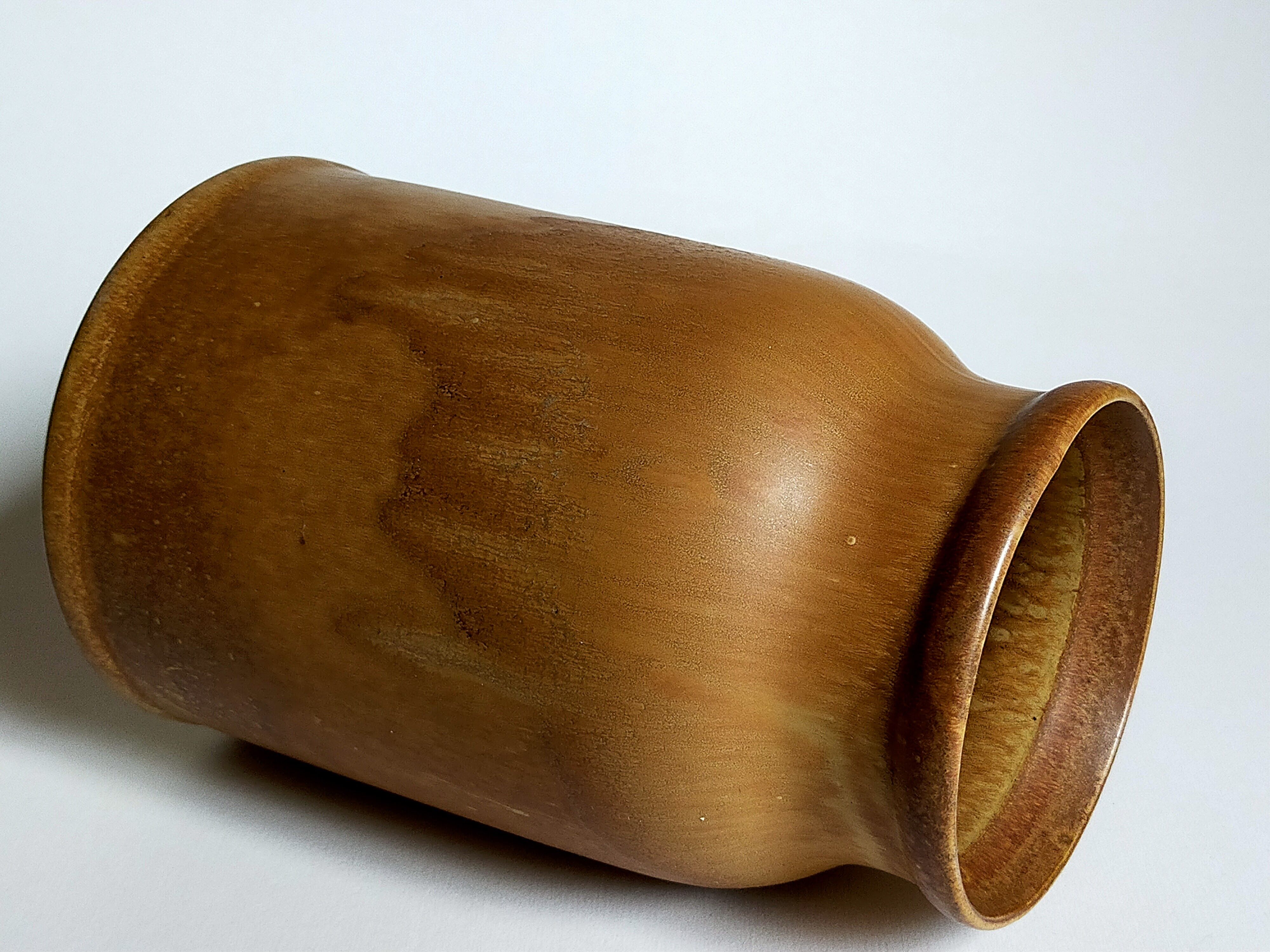 Vintage French enamelled straight sandstone vase