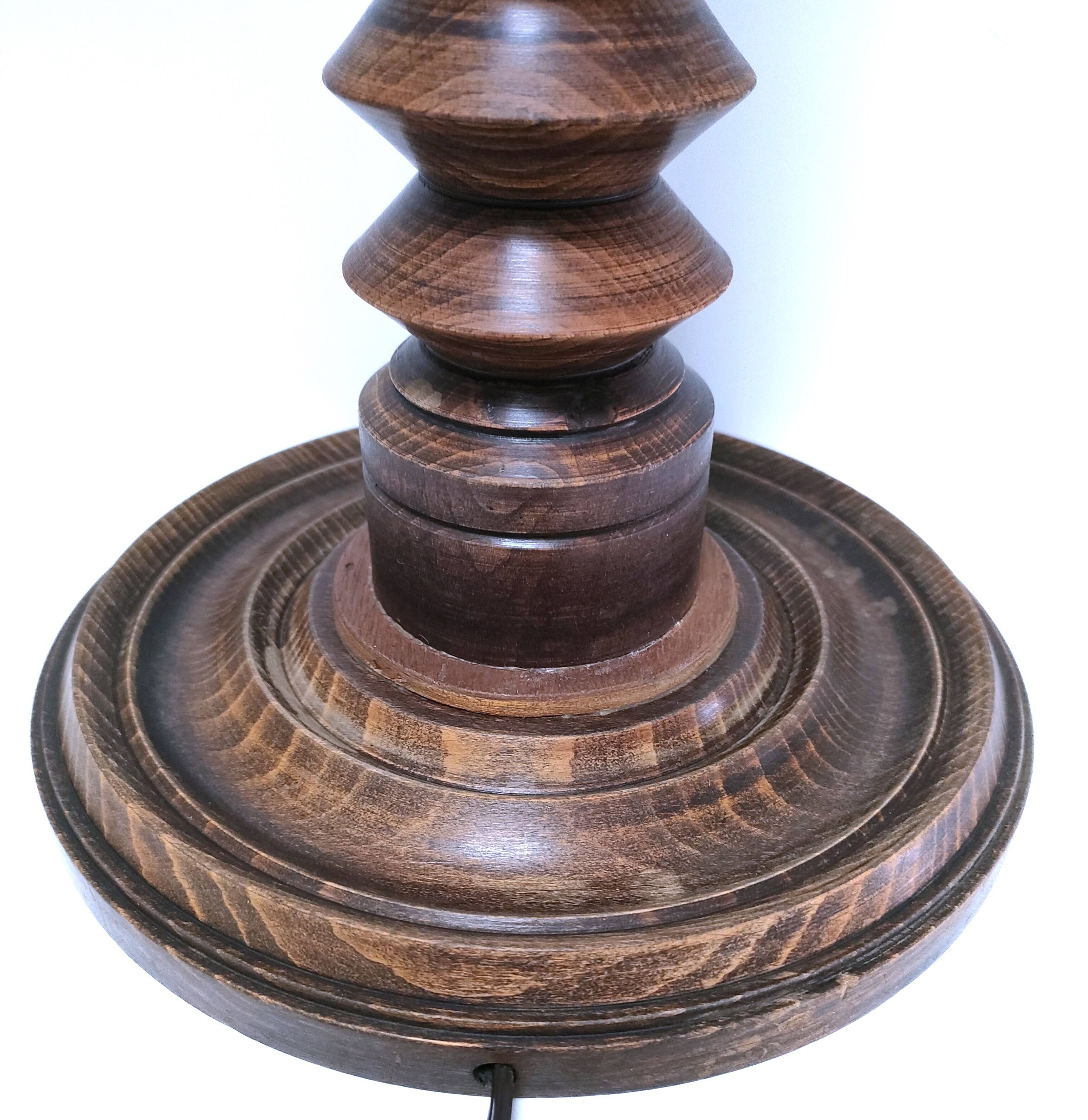 XL turned wooden lamp base H.47 cm 1950s design