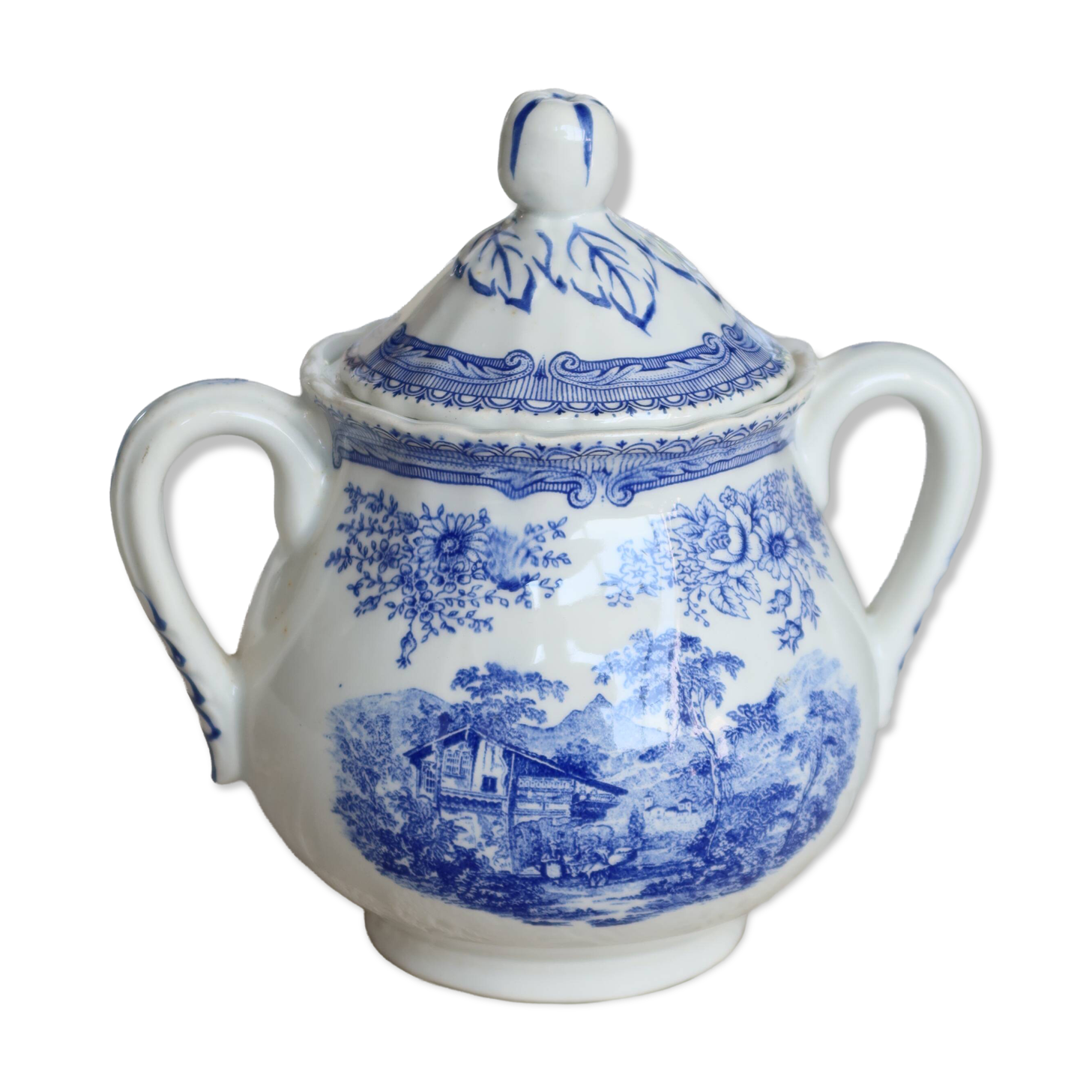 Antique Lunéville earthenware sugar bowl