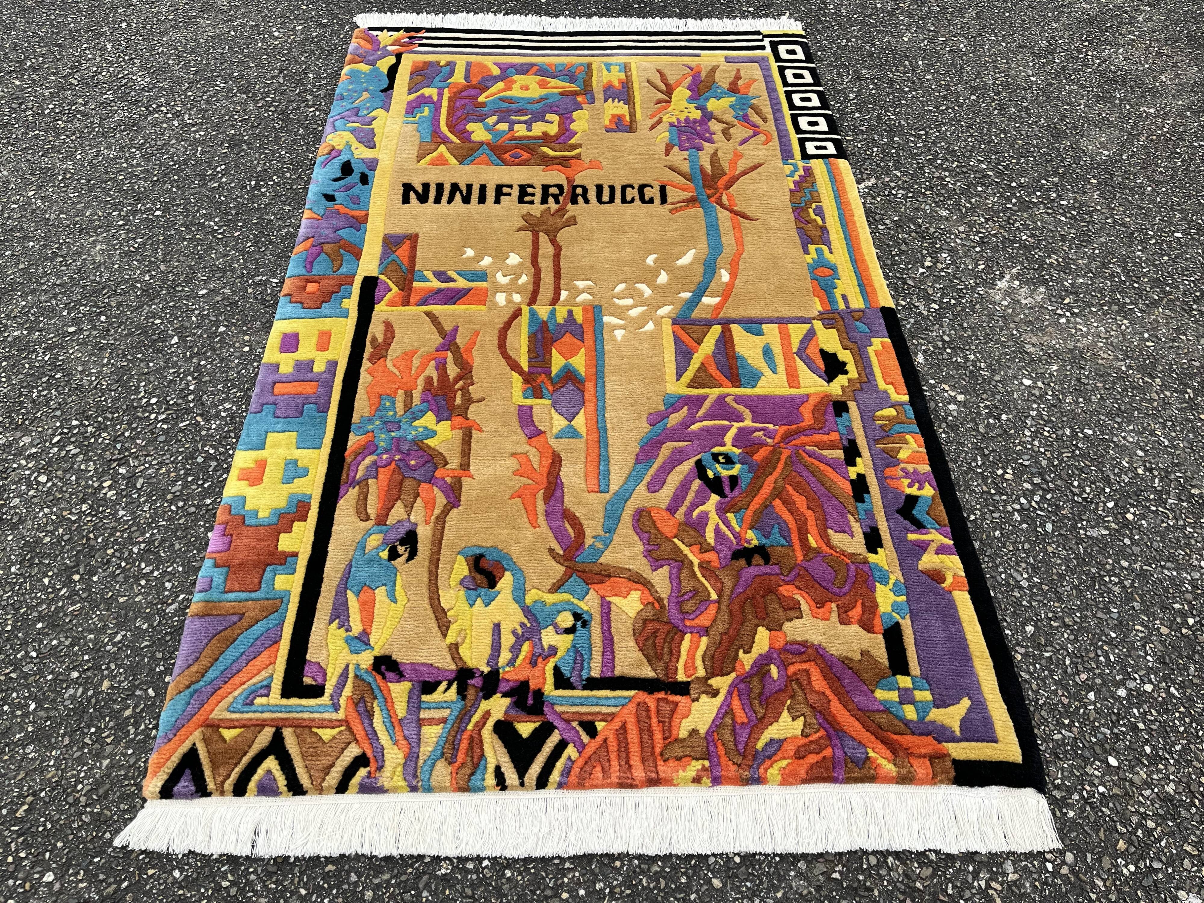 Modern rug signed nini ferrucci 160x100 cm