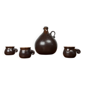 Jarre en céramique de studio allemande Mid-Century Modern avec tasses par Melitta Teubner, années 1960, ensemble de 4