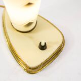 Lampe de table verre opalin et base laiton années 50