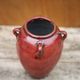 Ox blood red glazed sandstone vase, signed vase, vintage flower pot, vase with handles, collection