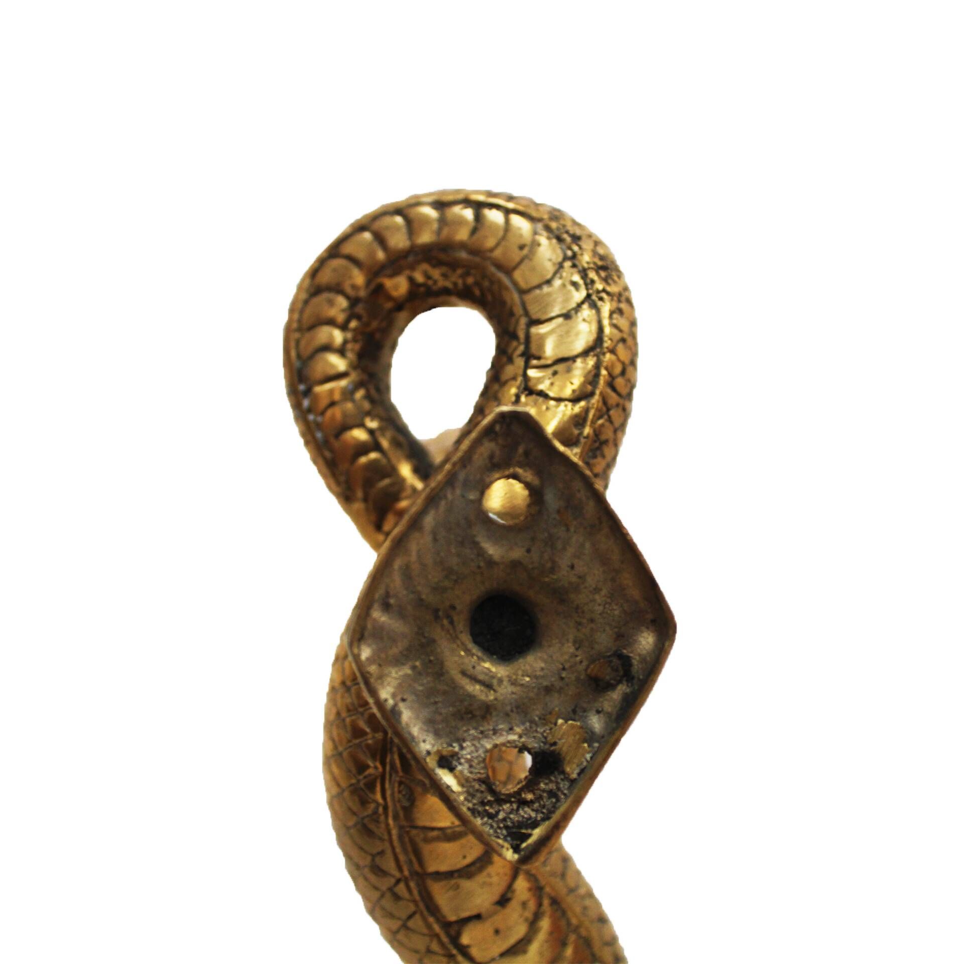 Pair of French Handcrafted Brass Snake Door Pull Handles, 1960s