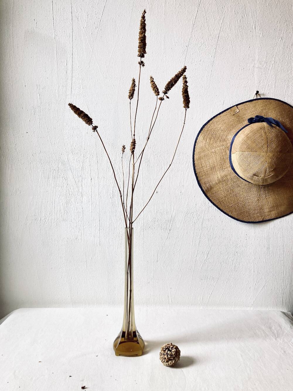 Amber glass soliflore vase, four-lobed base, 1960s-1970s.
