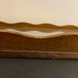 Serving tray in wood, brass and glass, 1960