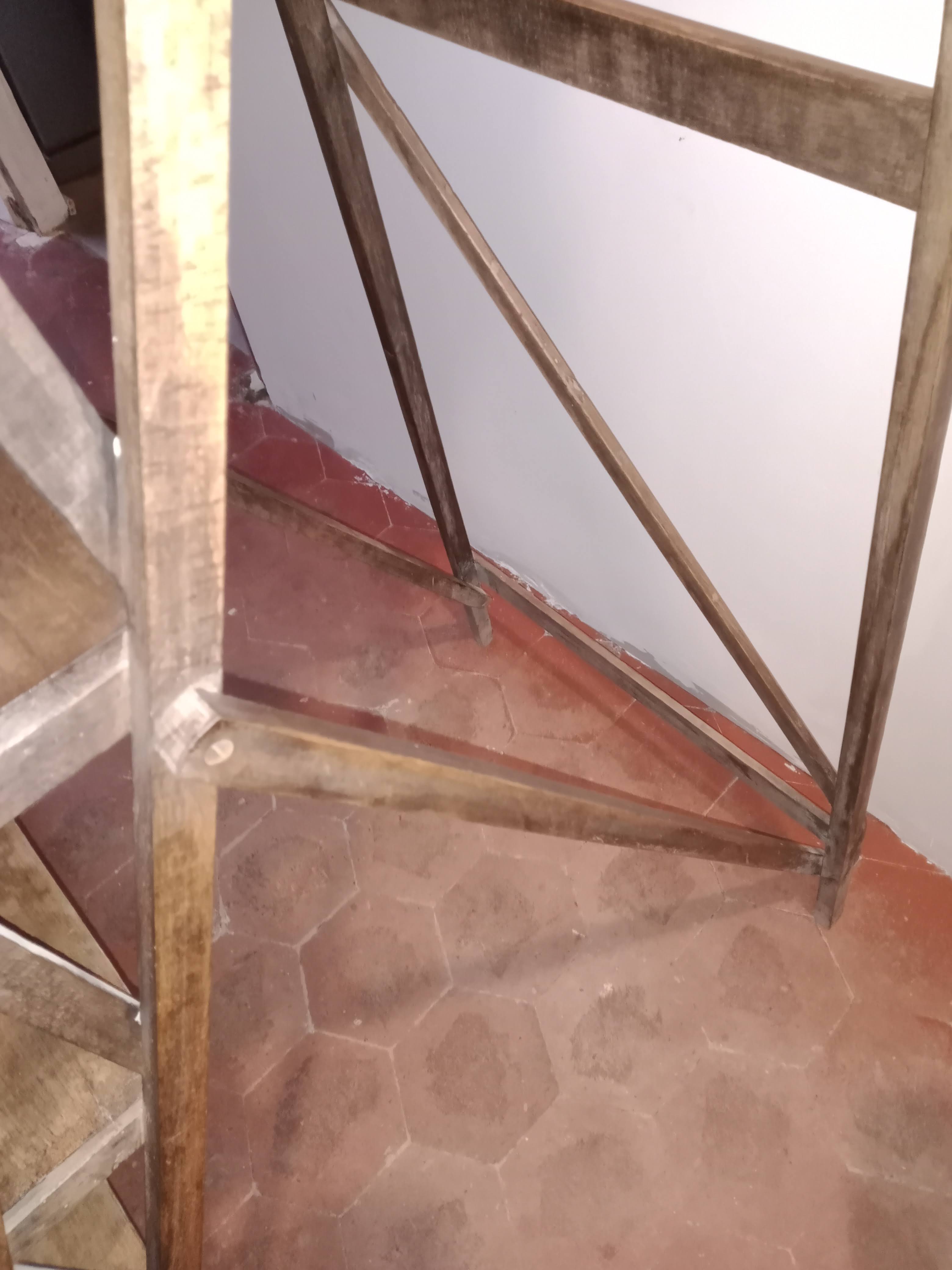 Old wooden stepladder six steps