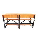 Large wooden school desk on wheels with desk flap, great for catering or the office