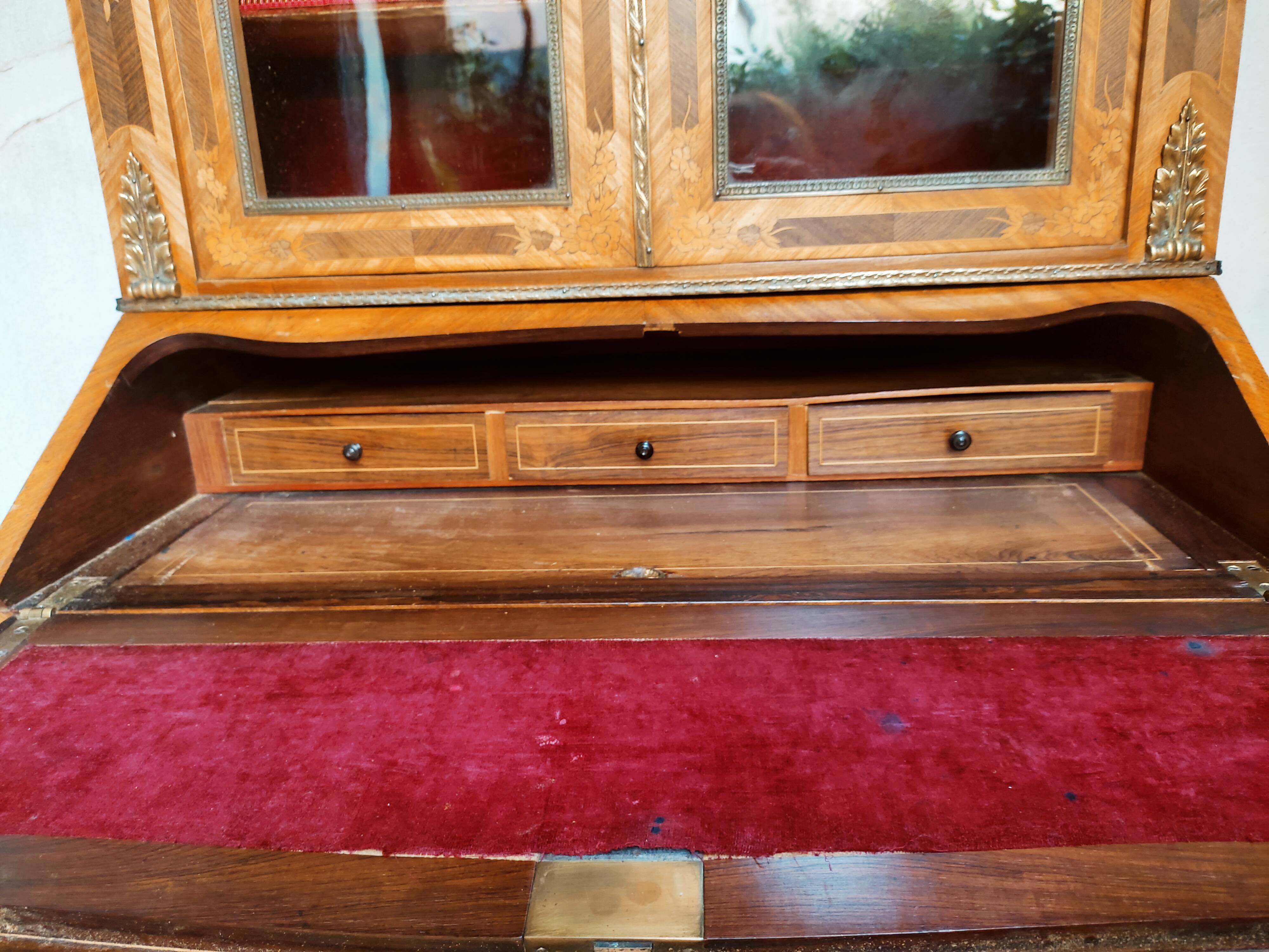 Secretary with marquetry library