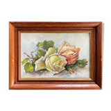 Rose jaune huile sur panneau bois
