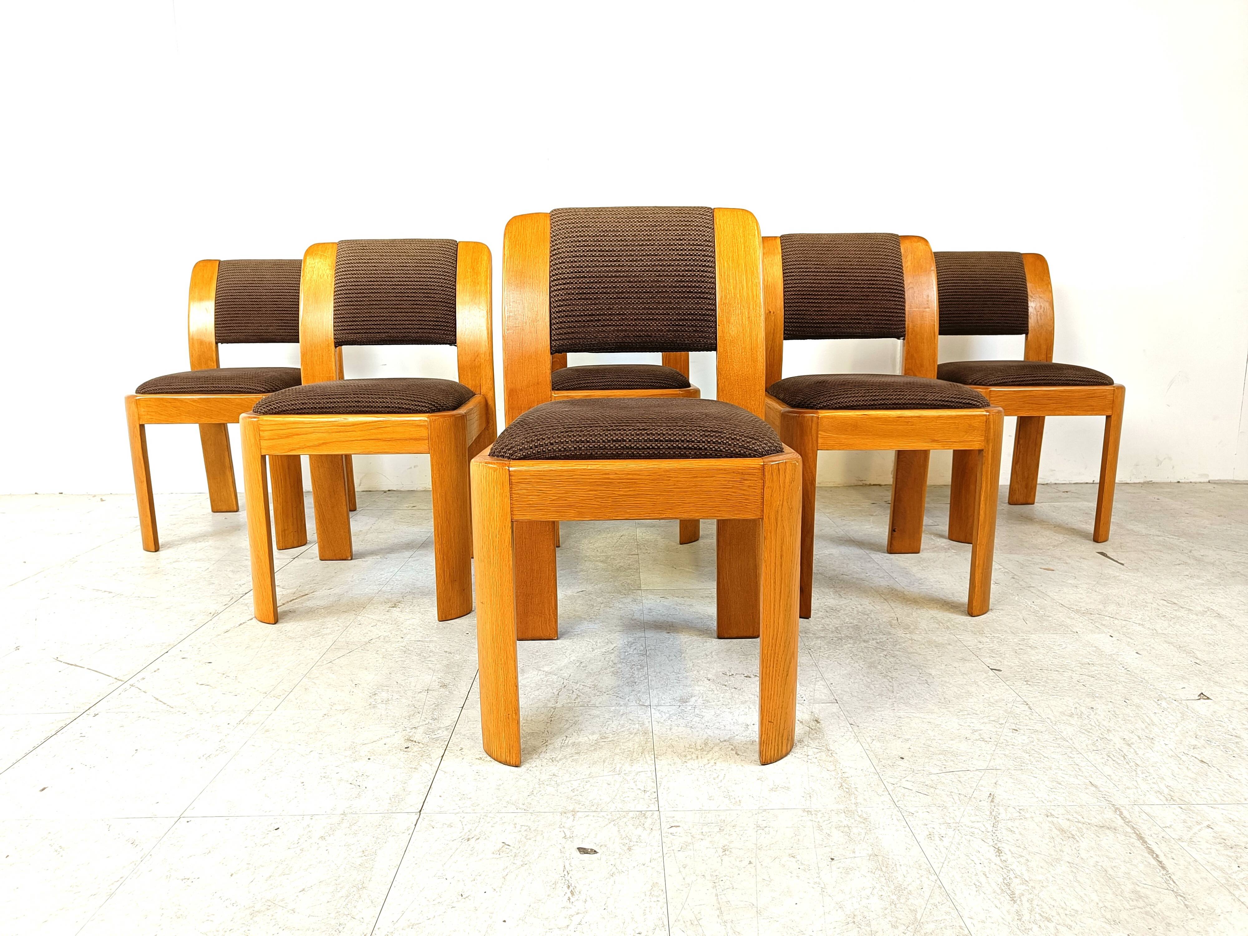 Vintage brutalist dining chairs, set of 6 - 1970s