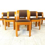 Vintage brutalist dining chairs, set of 6 - 1970s
