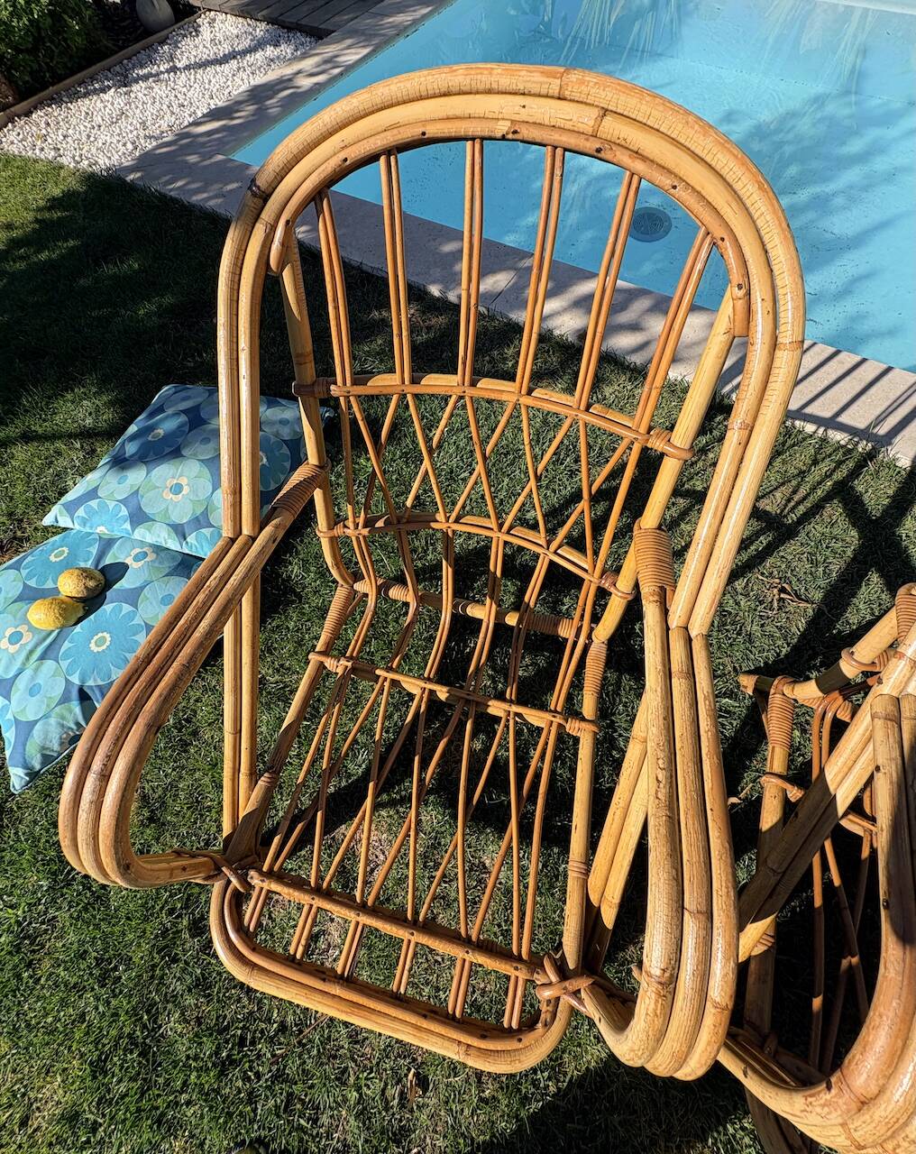 Pair of rattan armchairs "Audoux-Minnet" 1960