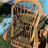 Pair of rattan armchairs "Audoux-Minnet" 1960
