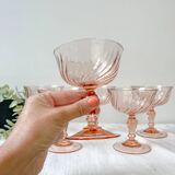 6 vintage pink glass bowls “Rosaline” Arcoroc Luminarc – French depression glass – Antique tableware made in France