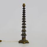 Chinese hexagonal bronze Pagoda table lamp from the 1950s