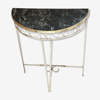 Faux Marble and Metal Console Table