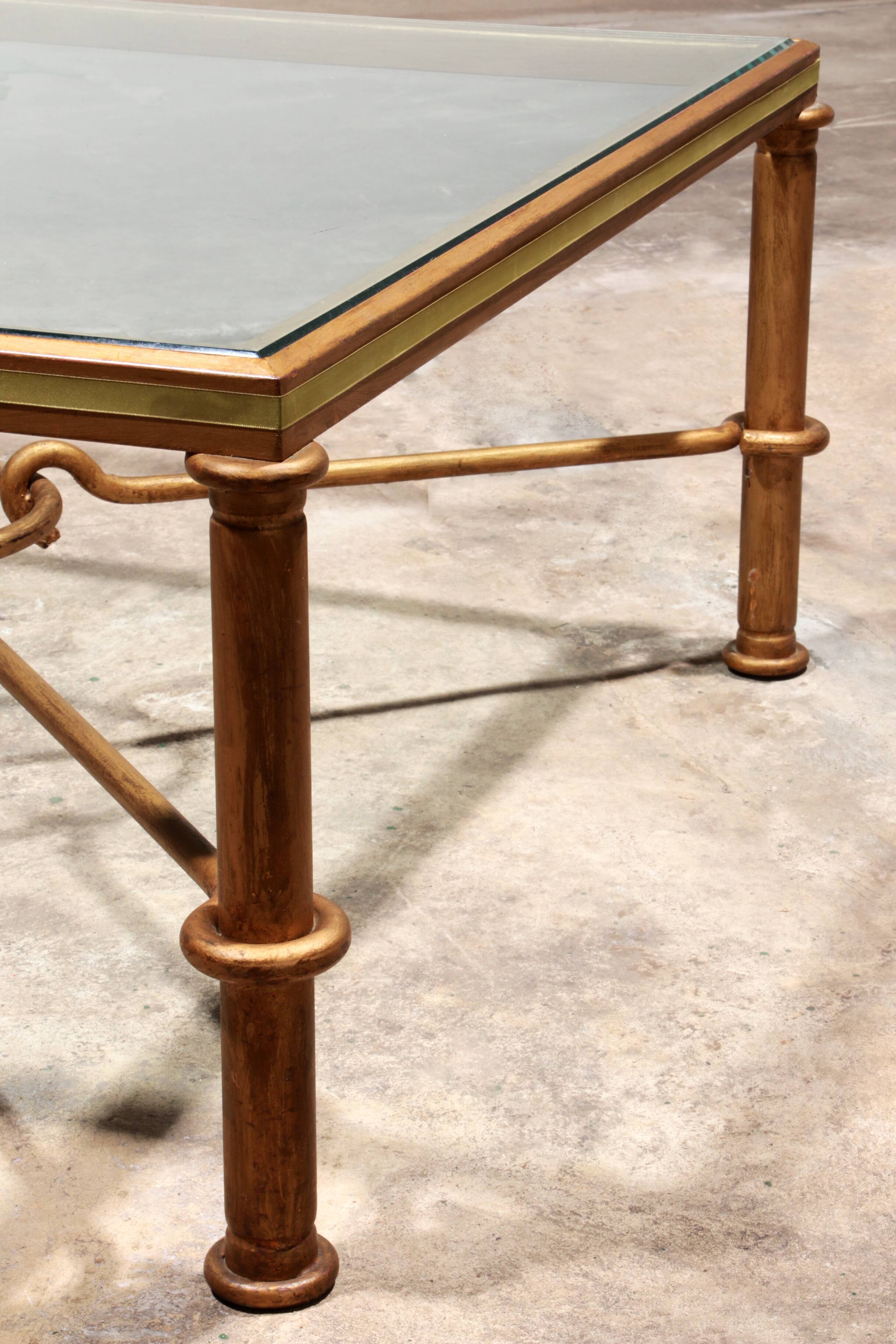 Elegant Gilded Iron Coffee Table by Giovanni Banci, Italy 1970